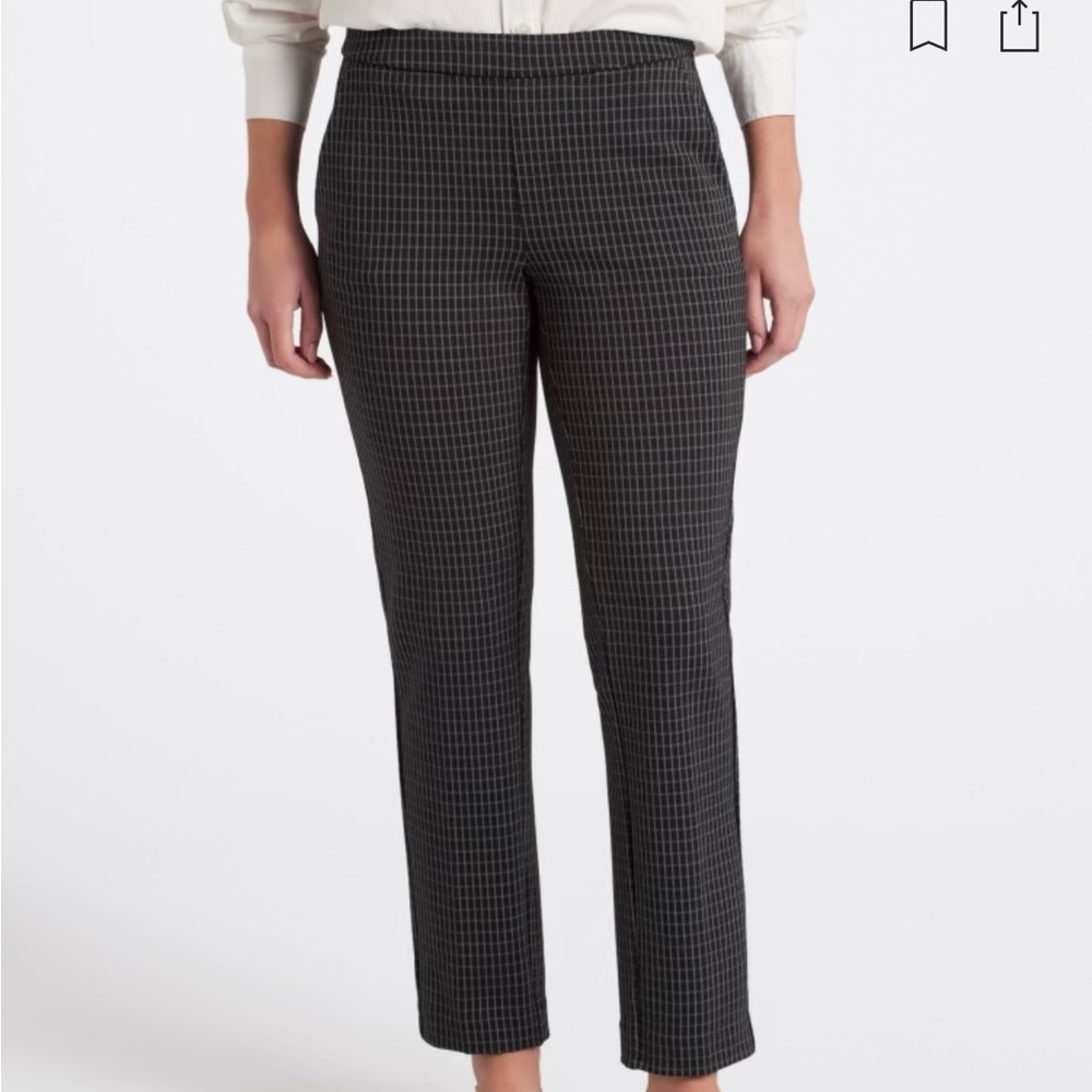 Liverpool Kayla Pull On Trouser in Black l Plaid l Straight Leg l 26” Inseam